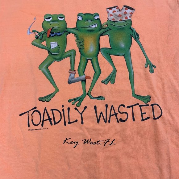 NWT VTG Unisex Tee 100% Cotton Size Medium Florida Frog Drinking Toadily Wasted - Picture 3 of 5